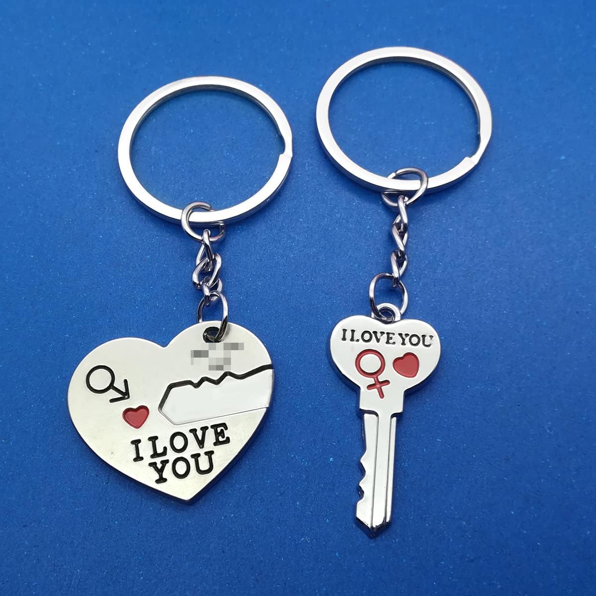 2pcs Couple Key Chain Ring Set-I LOVE YOU with Red Heart Keychains Set for Boyfriend Girlfriend and Best Friends