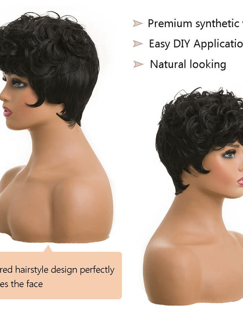 Load image into Gallery viewer, Short Black Curly Pixie Wigs Synthetic Hair Wigs for Black Women Natural Wavy
