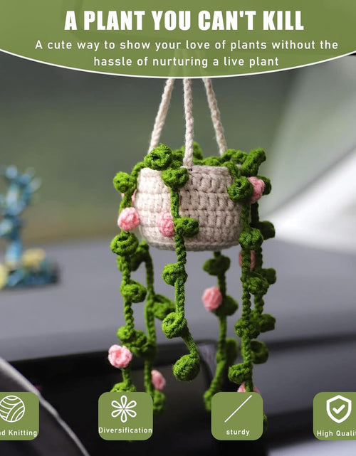 Load image into Gallery viewer, Cute Auto Pendant Crochet Plants Hanging Baskets, Boho Car Plants Crochet Rear View Mirror Accessories, Style 2
