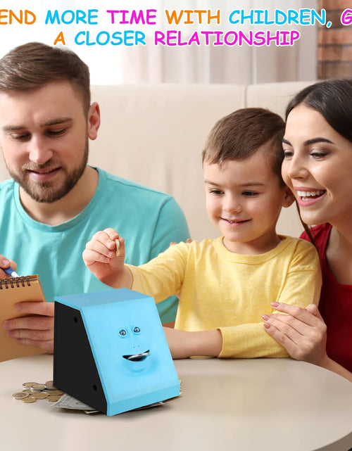 Load image into Gallery viewer, Face Bank, Face Money Eating Box Cute Facebank Piggy Bank for Coins Box Brick Automatic Money Coin Saving Bank, Blue
