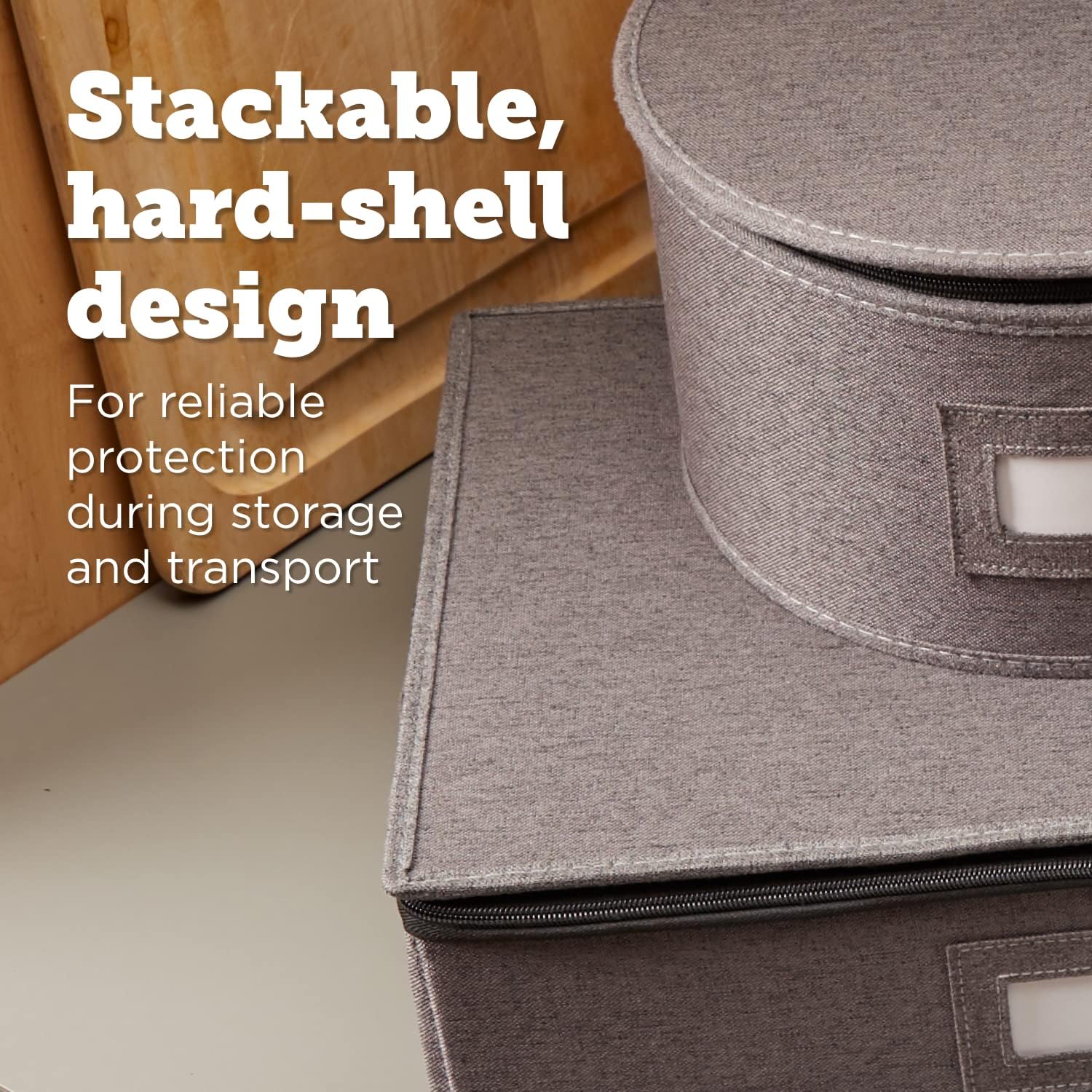 Storage Containers, Containers for Organizing, Hard Shell Case, Felt Plate Dividers, Moving Supplies, Storage Box (Gray)