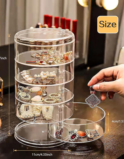 Load image into Gallery viewer, 5 Layers Jewelry Organizer Storage Box, Clear Jewelry Accessory Storage Tray with Lid for Earrings Bracelets Necklaces (Clear)
