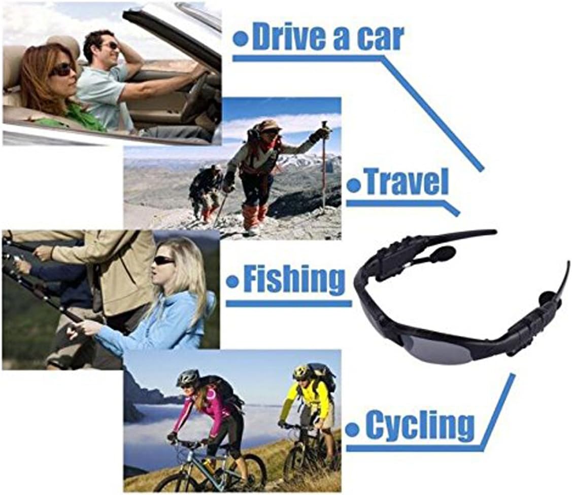 Wireless Bluetooth MP3 Polarized Lenses Music Sunglasses V4.1 Stereo Handfree Headphone for iPhone Samsung Most Smartphone or PC (Black)