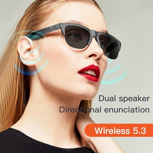 Smart Glasses Wireless Bluetooth Sunglasses Open Ear Music&Hands-Free Calling, Dual Polarized Lenses