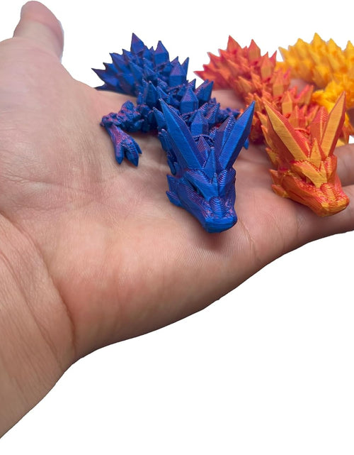 Load image into Gallery viewer, 3D Printed Dragon Fidget Toy, Full Articulated Dragon Crystal Dragon, Home Office Decor Executive Desk Toys
