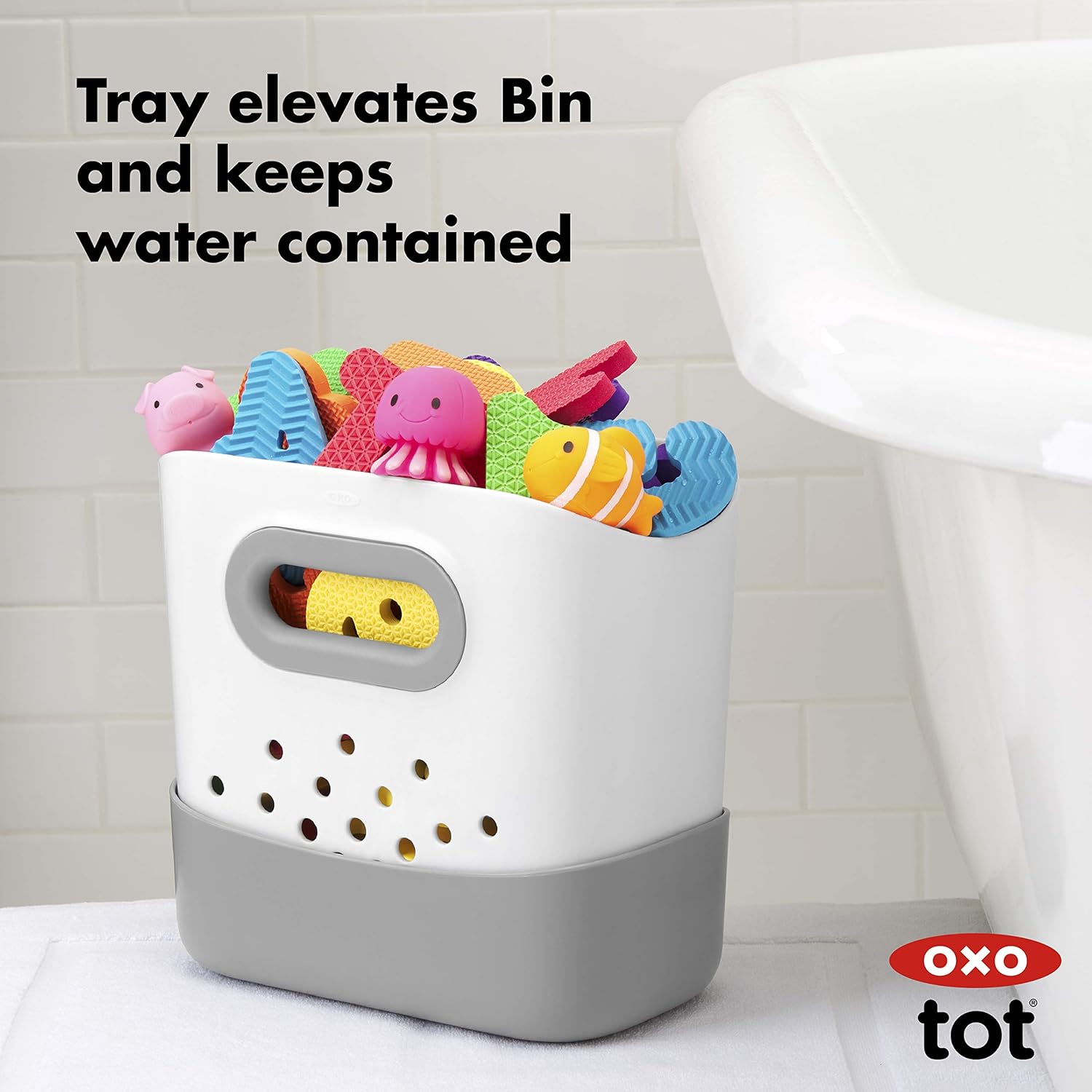 Tot Stand Up Bath Toy Storage – Gray