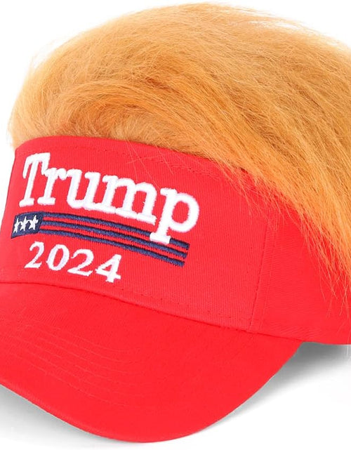 Load image into Gallery viewer, Trump 2024 Hat with Hair,Donald Trump Make America Great Again Wig Hat Embroidered Ultra Adjustable
