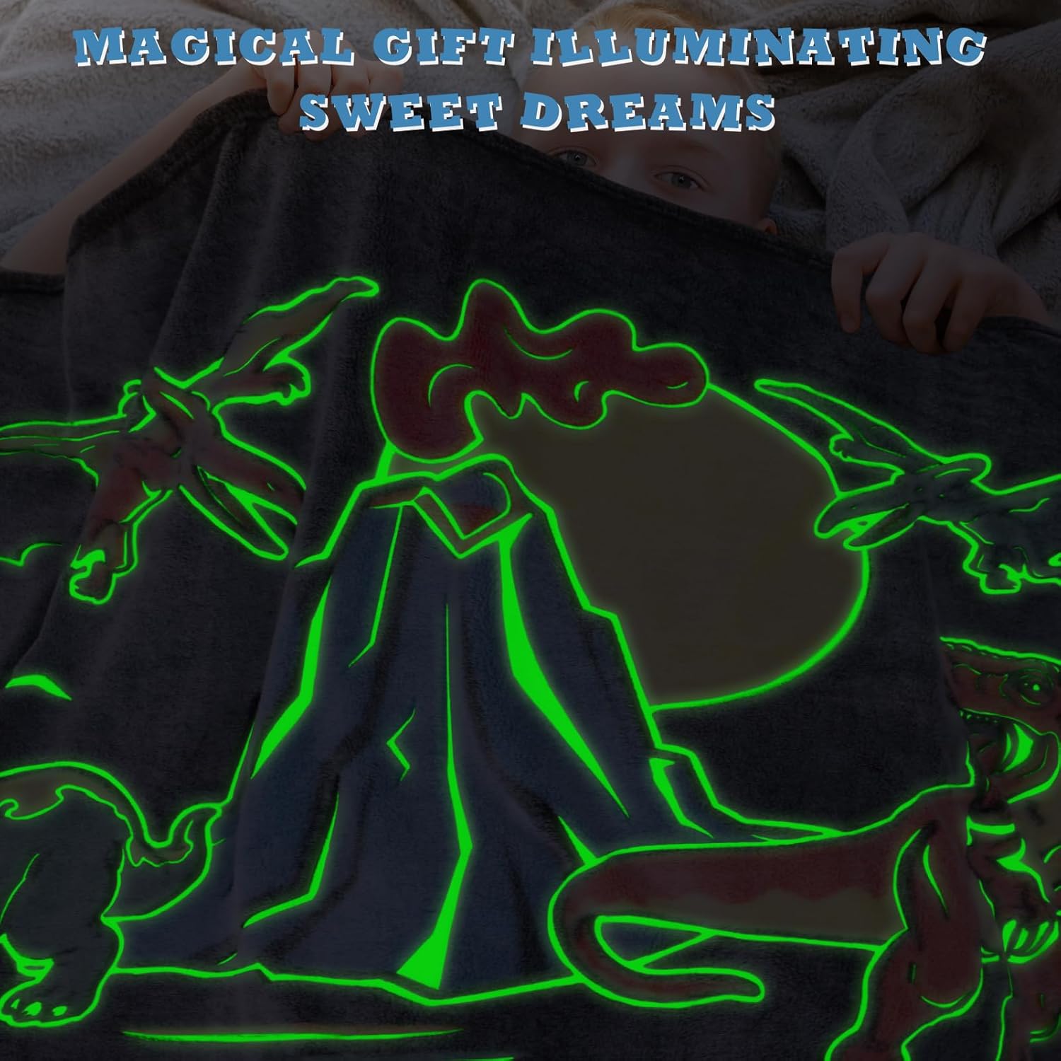 Glow in The Dark Dino Throw Blanket for Kids Dinosaur Toys for Boys Gifts Soft Fleece