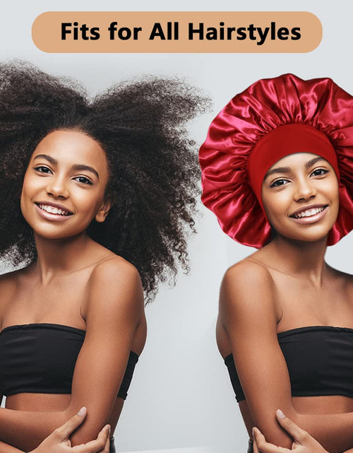 Load image into Gallery viewer, 3PCS Extra Large Satin Bonnets for Sleeping, Hair Bonnets for Black Women Braids Curly Hair, A
