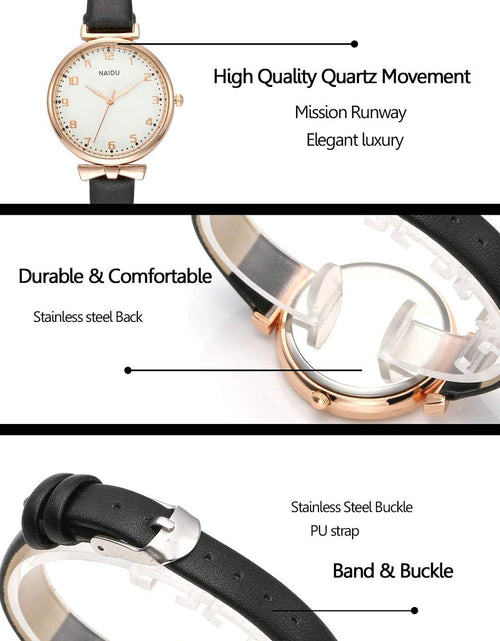 Load image into Gallery viewer, Womens Ladies Classic Simple Leather Analog Quartz Wrist Watch Rose Gold Case Arabic Numerals, White
