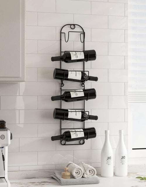 Load image into Gallery viewer, Towel Racks for Bathroom Wall Mounted Metal Wine Rack Towel Shelf Towel Holder for Bath Black
