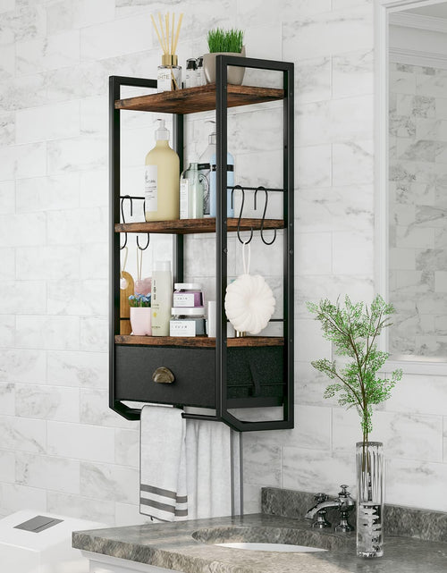 Load image into Gallery viewer, 3 Tier Bathroom Towel Rack Shelf with Storage Drawer Double Towel Bars and Hooks
