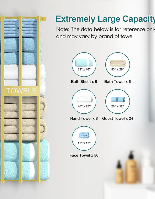 Load image into Gallery viewer, 3 Bar Towel Storage for Small Bathroom, 31.5in Bath Towel Holder for Rolled Towels, Gold
