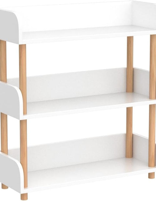 Load image into Gallery viewer, 3-Tier Wooden Open Bookcase - Modern Display Bookshelf with Top Edge, Warm White
