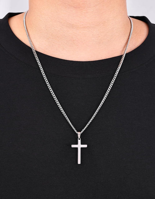 Load image into Gallery viewer, Cross Necklaces with 3.5mm Cross Chain and Stainless Steel Cross Pendant, Cuban Chain 16-28 Inch
