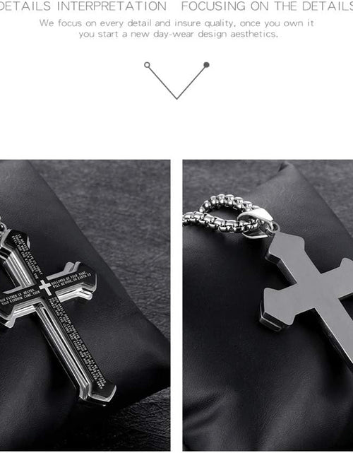 Load image into Gallery viewer, Mens Cross Pendant Necklace Large Stainless Steel Cross Pendant Necklace for Men Women, Silver
