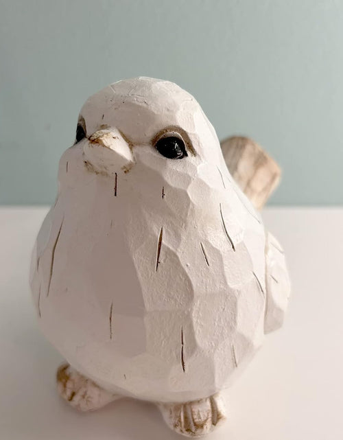 Load image into Gallery viewer, White Modern Farmhouse Bird Figurine, Bird Statue Sculpture - Carved Rustic Distressed
