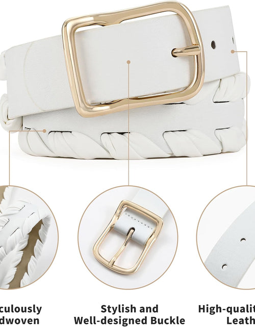 Load image into Gallery viewer, White Belts for Jeans, Leather Dress Belts for Women Dressy
