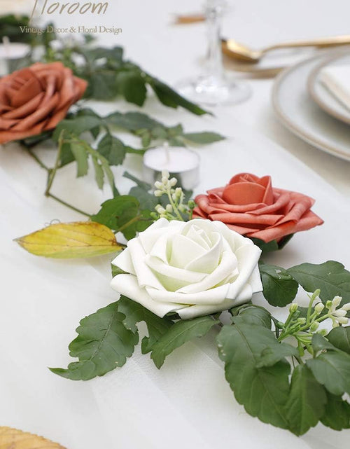 Load image into Gallery viewer, 25pcs Real Looking Ivory Foam Fake Roses with Stems for DIY Wedding Bouquets
