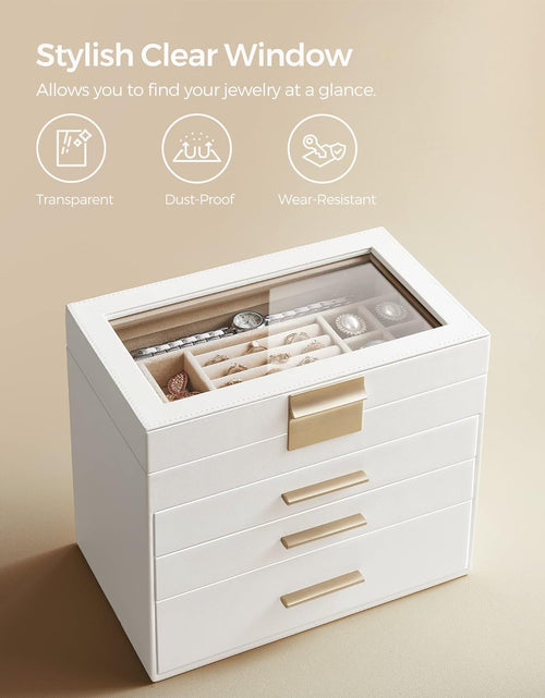 Load image into Gallery viewer, 4-Layer Jewelry Organizer, 3 Drawers, for Sunglasses (Cloud White+Gold)
