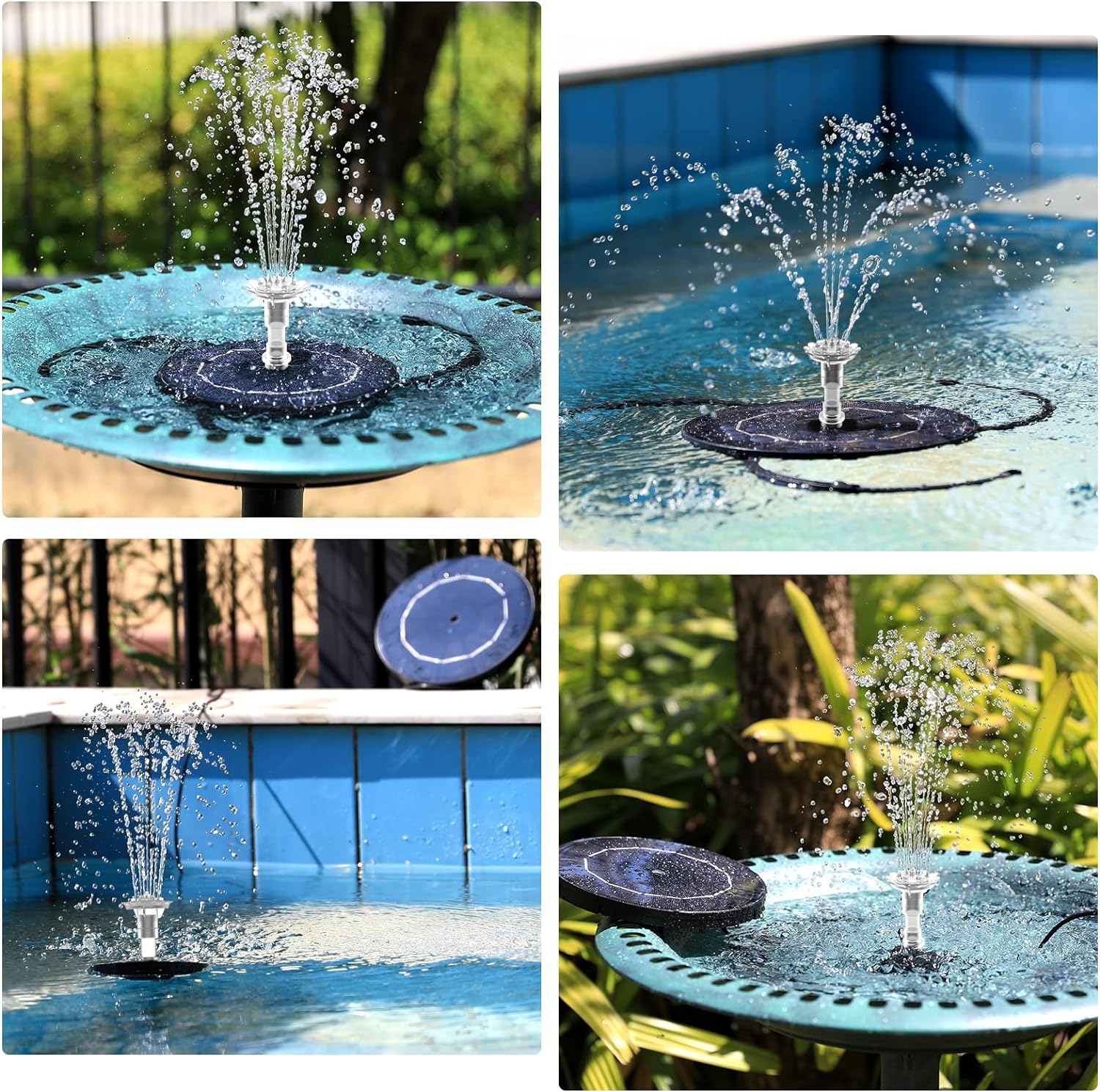 3.5W Solar Fountain Pump for Water Feature Outdoor DIY Solar Bird Bath Fountain with Multiple Nozzles