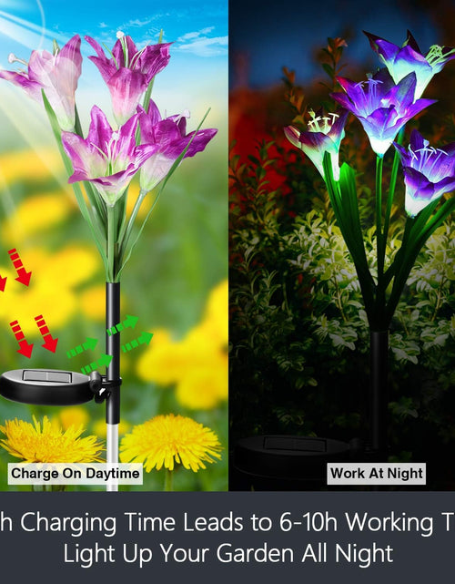 Load image into Gallery viewer, Solar Lights Outdoor Garden Decorative Flowers 6 Pack, Waterproof Solar Garden Lights with 24 Lily Flowers
