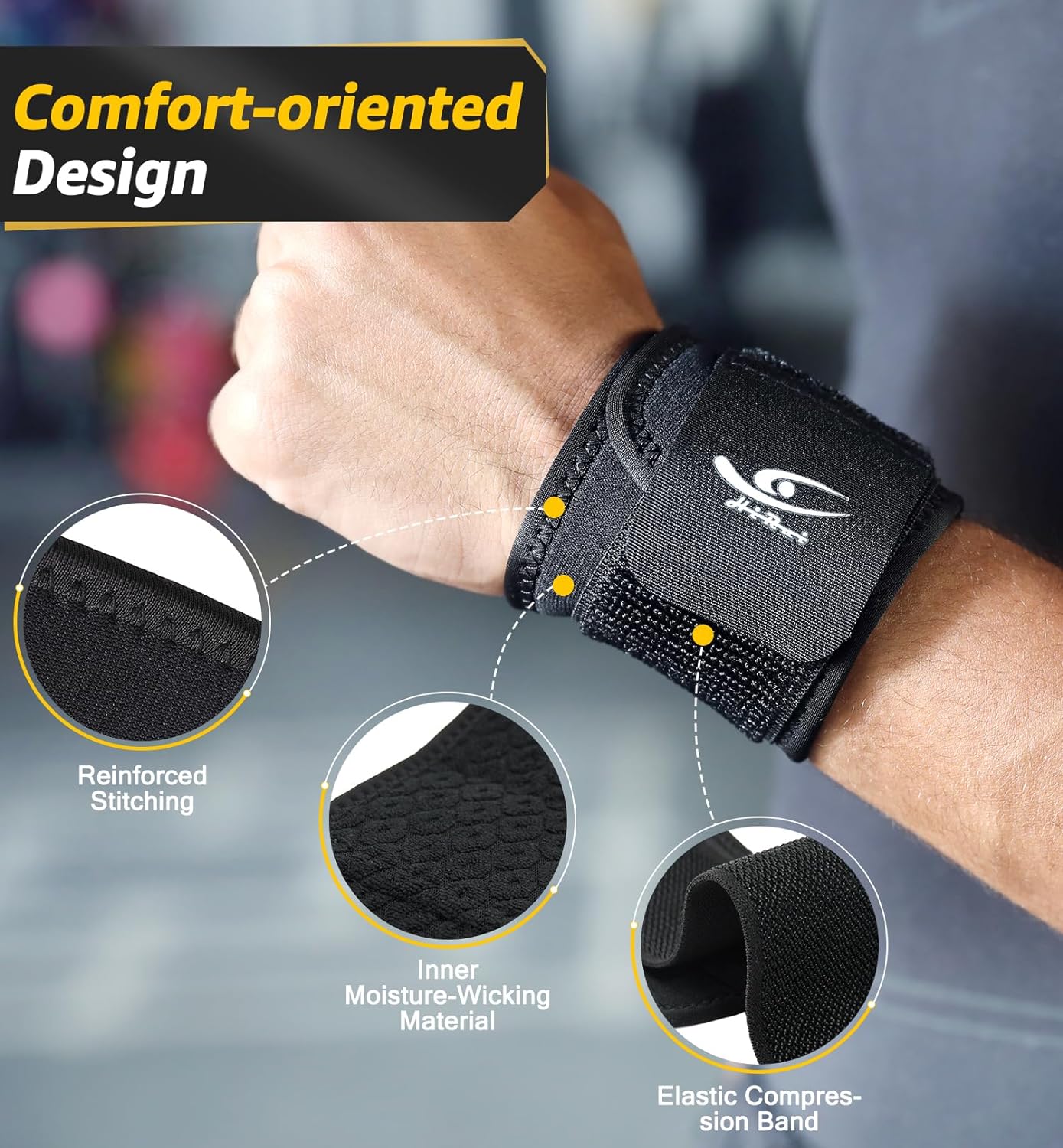 2 PACK Wrist Compression Strap and Wrist Brace Sport Wrist Support for Fitness, Adjustable