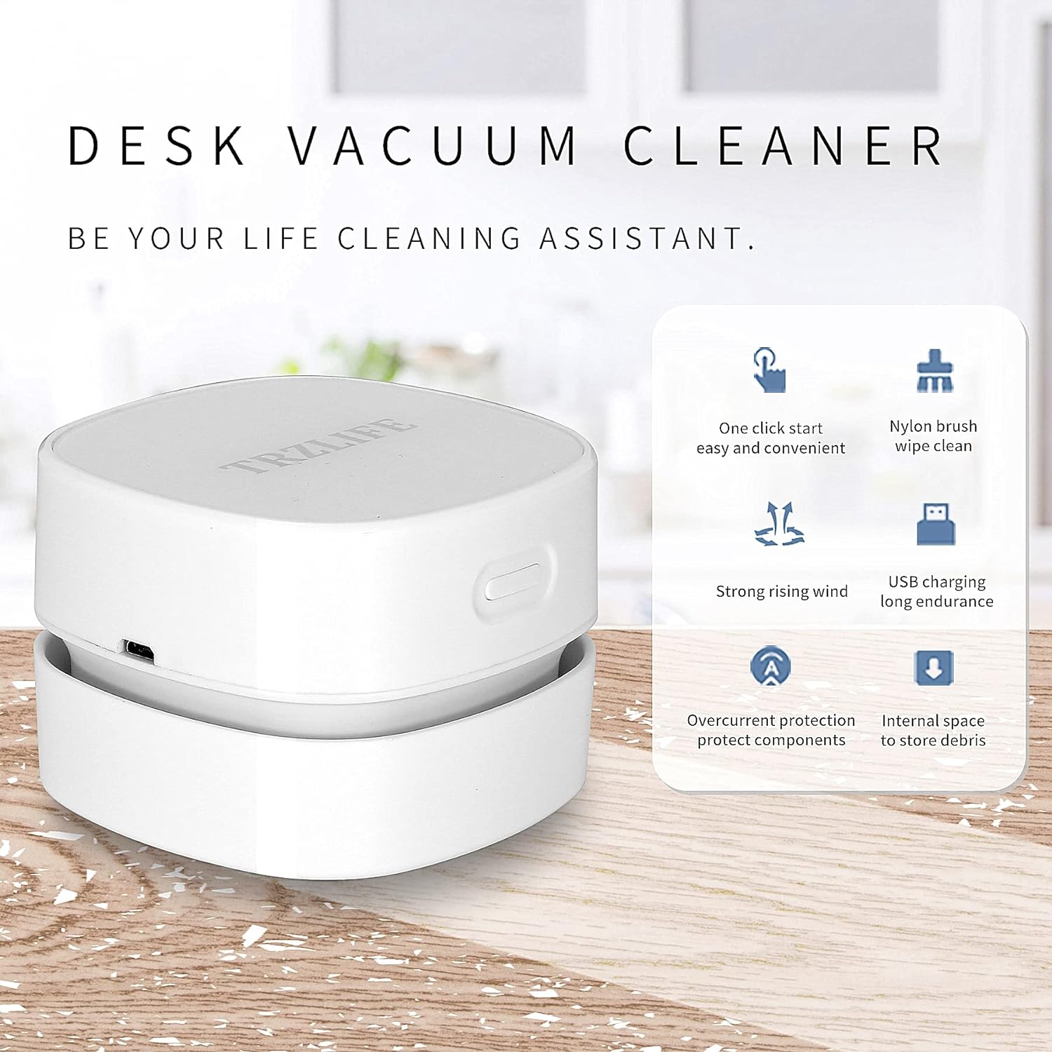 Upgraded Version of Mini Desk Vacuum Cleaner More Durable Desk Accessory, White