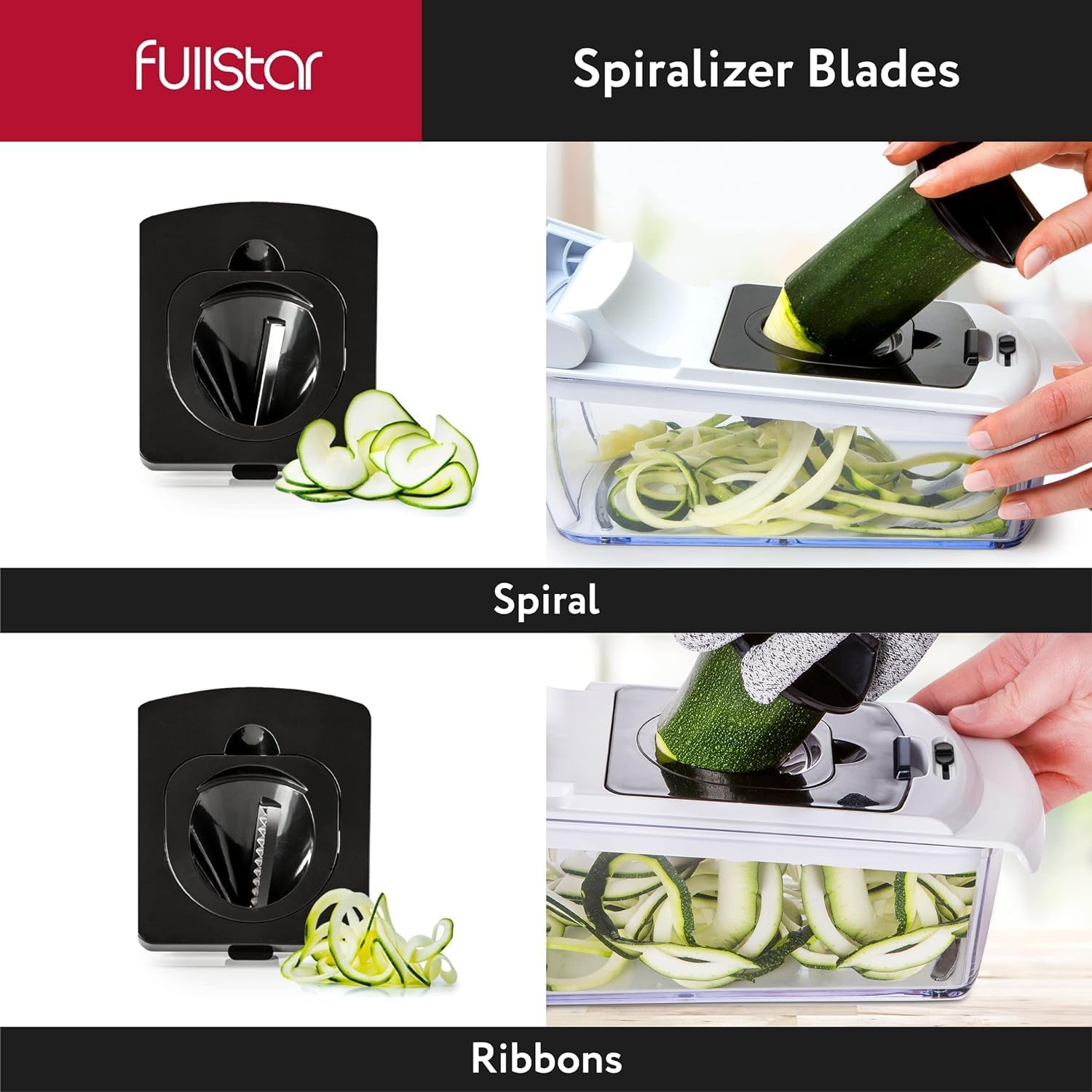 Spiralizer Vegetable Slicer, Dicer Cutter - (4 in 1, White)