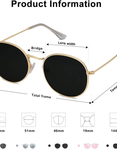 Load image into Gallery viewer, Small Round Polarized Sunglasses for Women Men Classic Vintage Retro Shades UV400 (Bright Gold Grey)
