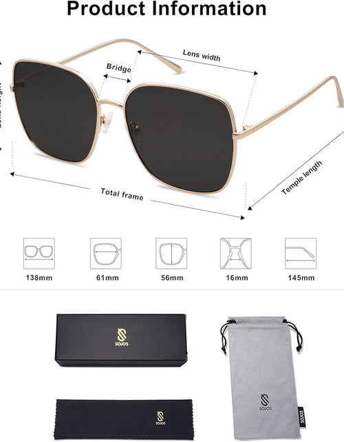 Load image into Gallery viewer, Trendy Oversized Square Metal Frame Sunglasses for Women Men Flat Mirrored Lens UV Protection, Gold Grey
