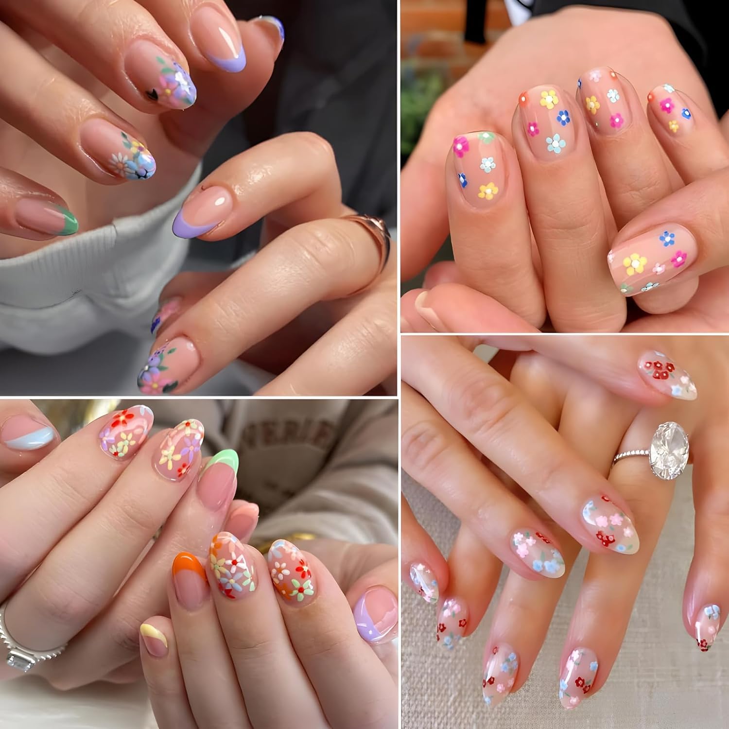 30 Sheets Flower Nail Art Stickers Decals Colorful 3D Self Adhesive Cute Daisy Floral