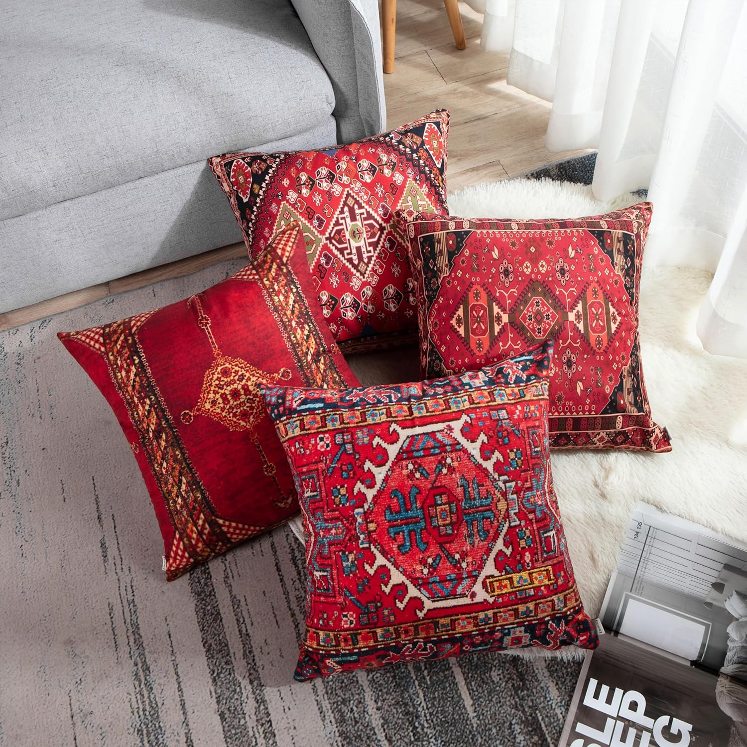 Turkish Boho Pillow Covers | Moroccan | Set of 4 | 20x20 NEW