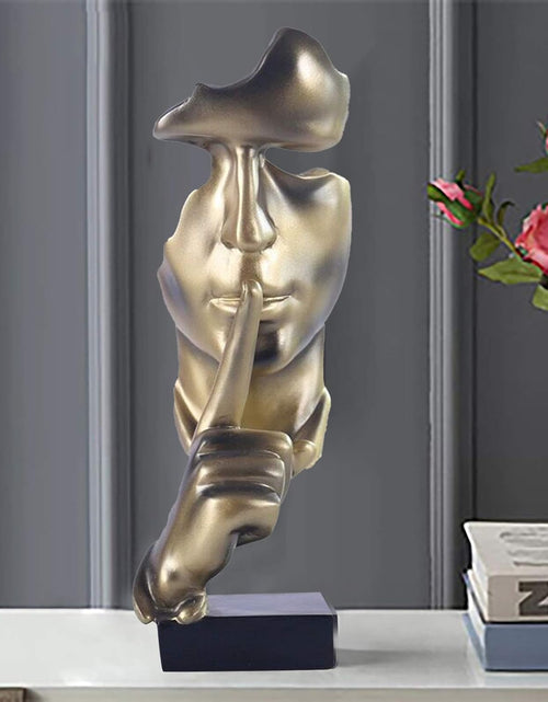 Load image into Gallery viewer, Thinker Statue, Silence is Gold Abstract Art Figurine, Modern Home Resin Sculptures Decorative
