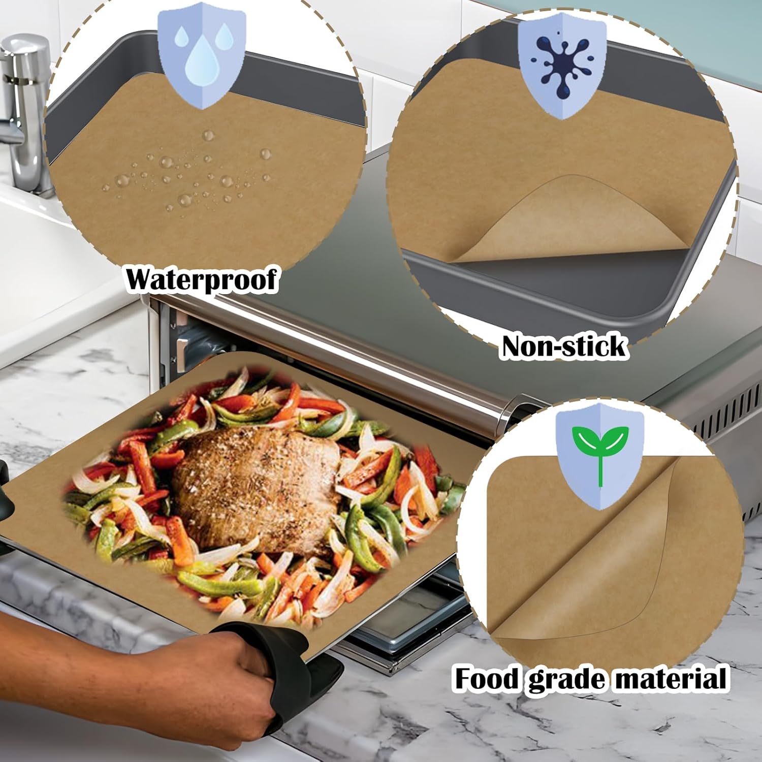 120PCS Air Fryer Parchment 12 Inch Square,Non Stick Parchment Baking Disposable Paper Liner