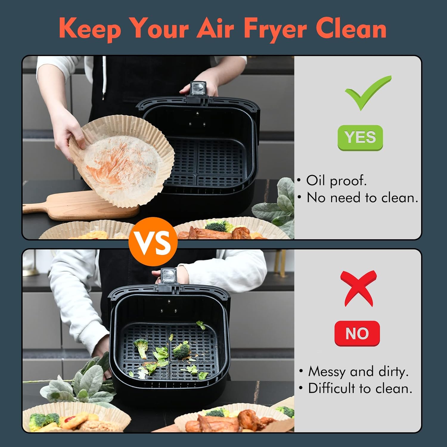 [3-Size] Air Fryer Disposable Paper Liner Rectangle Compatible with Ninja foodi Dual Air Fryer Toaster Oven