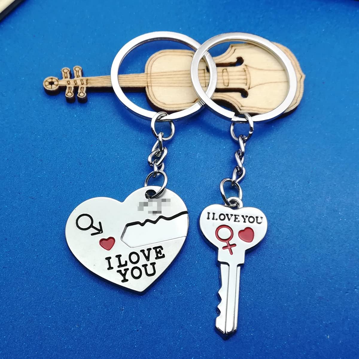 2pcs Couple Key Chain Ring Set-I LOVE YOU with Red Heart Keychains Set for Boyfriend Girlfriend and Best Friends