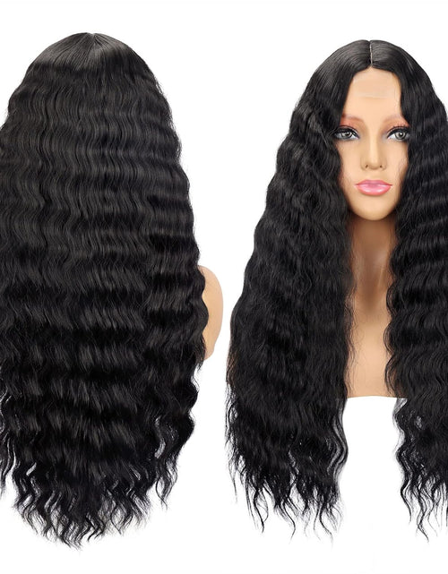 Load image into Gallery viewer, 28 Inch Curly Wig Long Wigs for Black Women Loose Deep Wave Lace Front Wig 4&#39;&#39; Simulated Scalp Middle Part Synthetic Natural Crimps Curls
