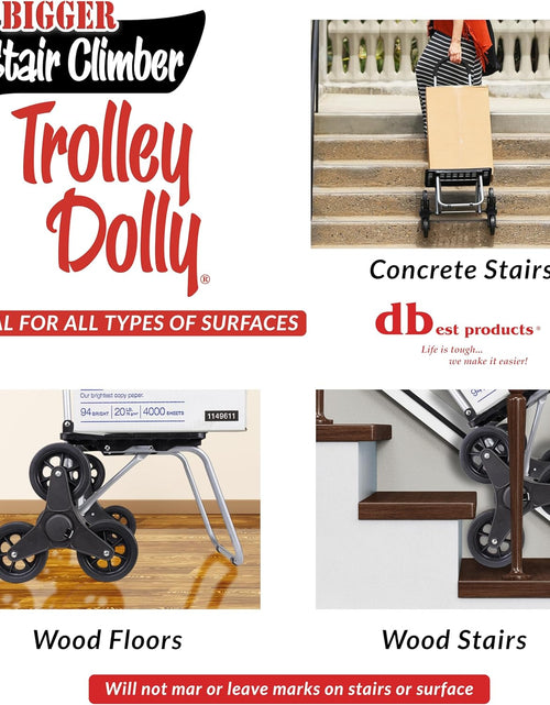 Load image into Gallery viewer, Stair Climber Bigger Trolley Dolly, Black Grocery Shopping Foldable Cart Condo Apartment 44 Inch
