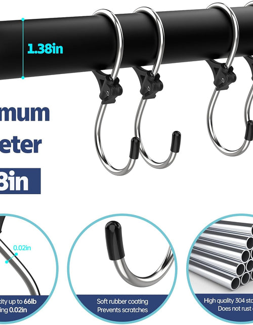 Load image into Gallery viewer, 12 Pack S Hooks for Hanging, S Hooks Stainless Steel with Safety Buckle, Metal Hooks Fitting Diameter up to 1.26 Inch
