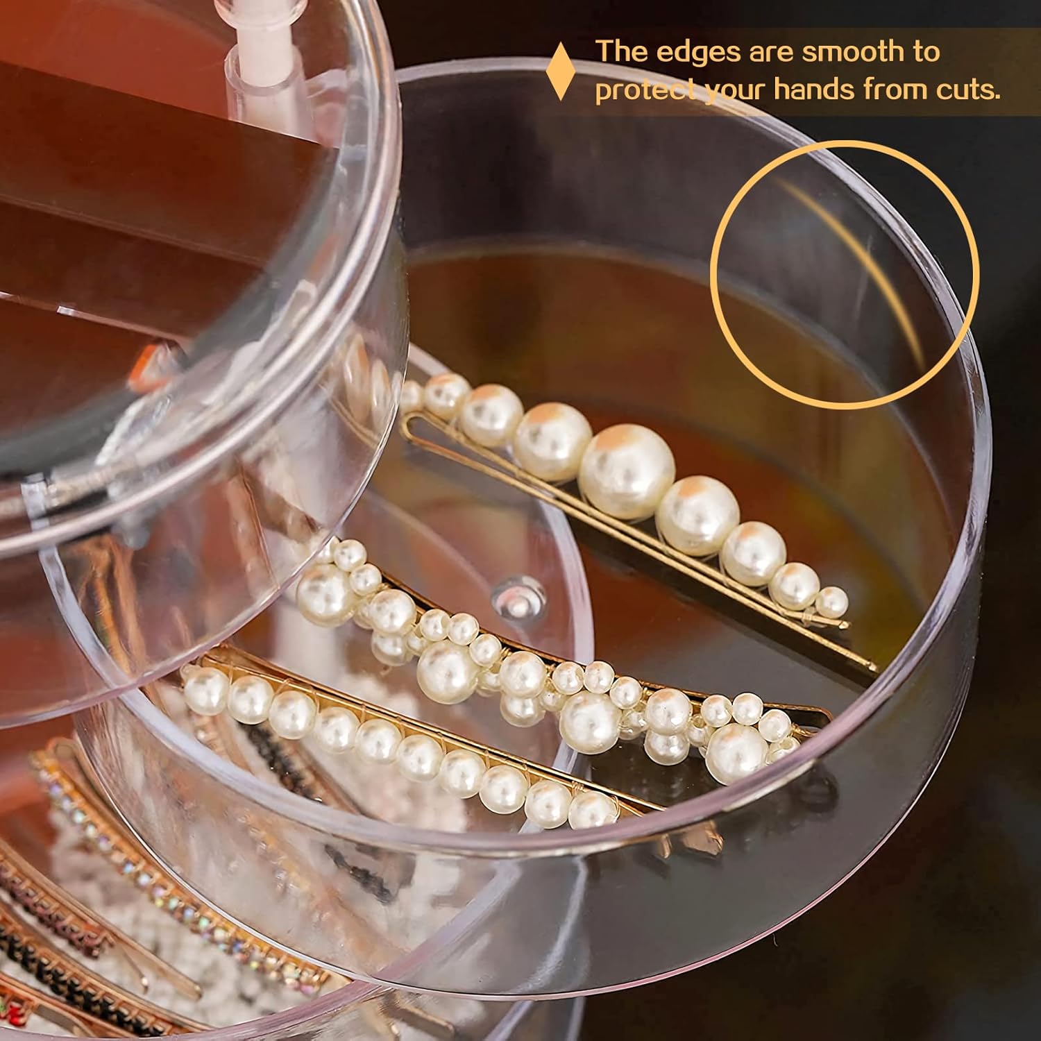 5 Layers Jewelry Organizer Storage Box, Clear Jewelry Accessory Storage Tray with Lid for Earrings Bracelets Necklaces (Clear)