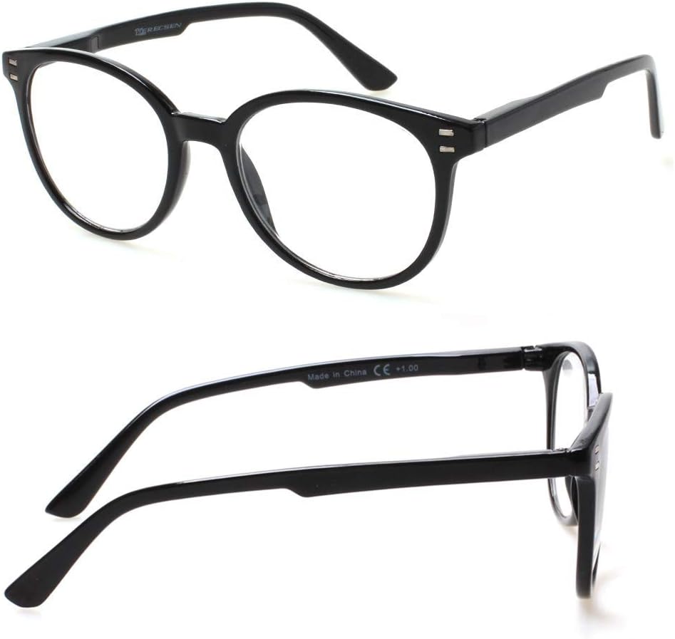 3 Pack Reading Glasses Spring Hinge Stylish Readers Black/Tortoise for Men and Women