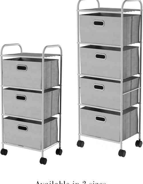 Load image into Gallery viewer, 4 Drawer Storage Organizer, Rolling Fabric Bin Storage Cart with Wheels and Metal Frame, Gray
