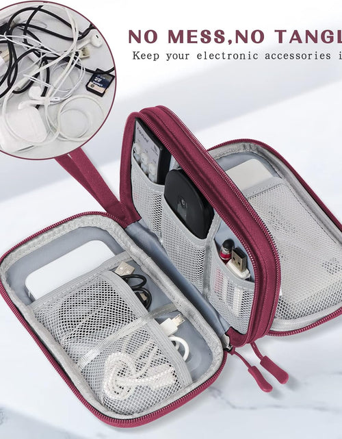 Load image into Gallery viewer, Travel Cable Organizer Bag Pouch Electronic Accessories Carry Case Portable Waterproof Double Layers, Small Wine Red
