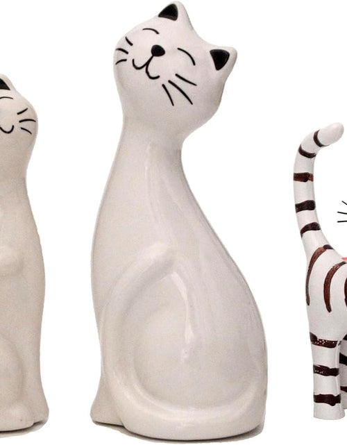 Load image into Gallery viewer, 2pcs White Cat Statues and Figurines for Home Decor - White Cat Statue for Cat Lovers
