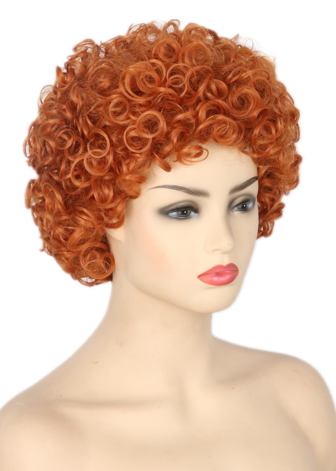 Reddish Brown Short Curly Afro Wig Halloween Costume Cosplay Party Wigs