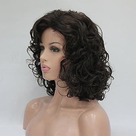 Load image into Gallery viewer, Short Length Chestnut Brown Afro Curl Full Synthetic Wig Women Wigs (Chestnut Brown)
