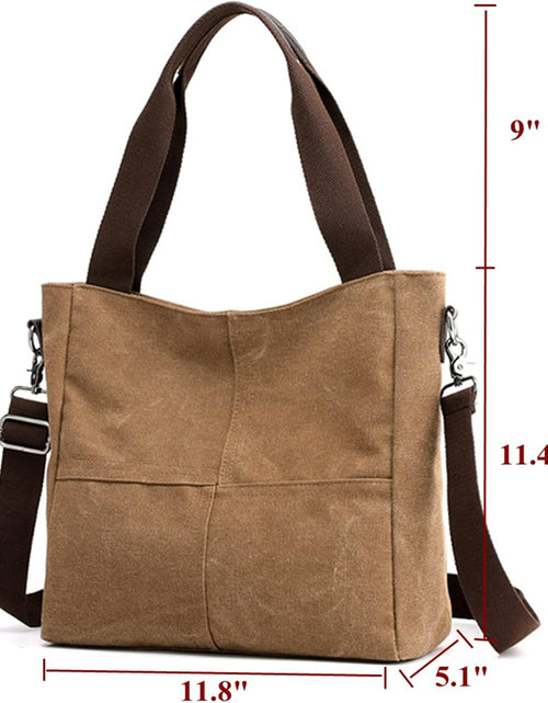 Load image into Gallery viewer, Women&#39;s Small Canvas Tote Bag Shoulder Crossbody Bags Work Purses Travel Satchel, Brown
