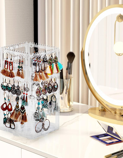 Load image into Gallery viewer, 360 Rotating Earring Holder Organizer 5 Tiers Clear Acrylic Earring Rack Display Stand
