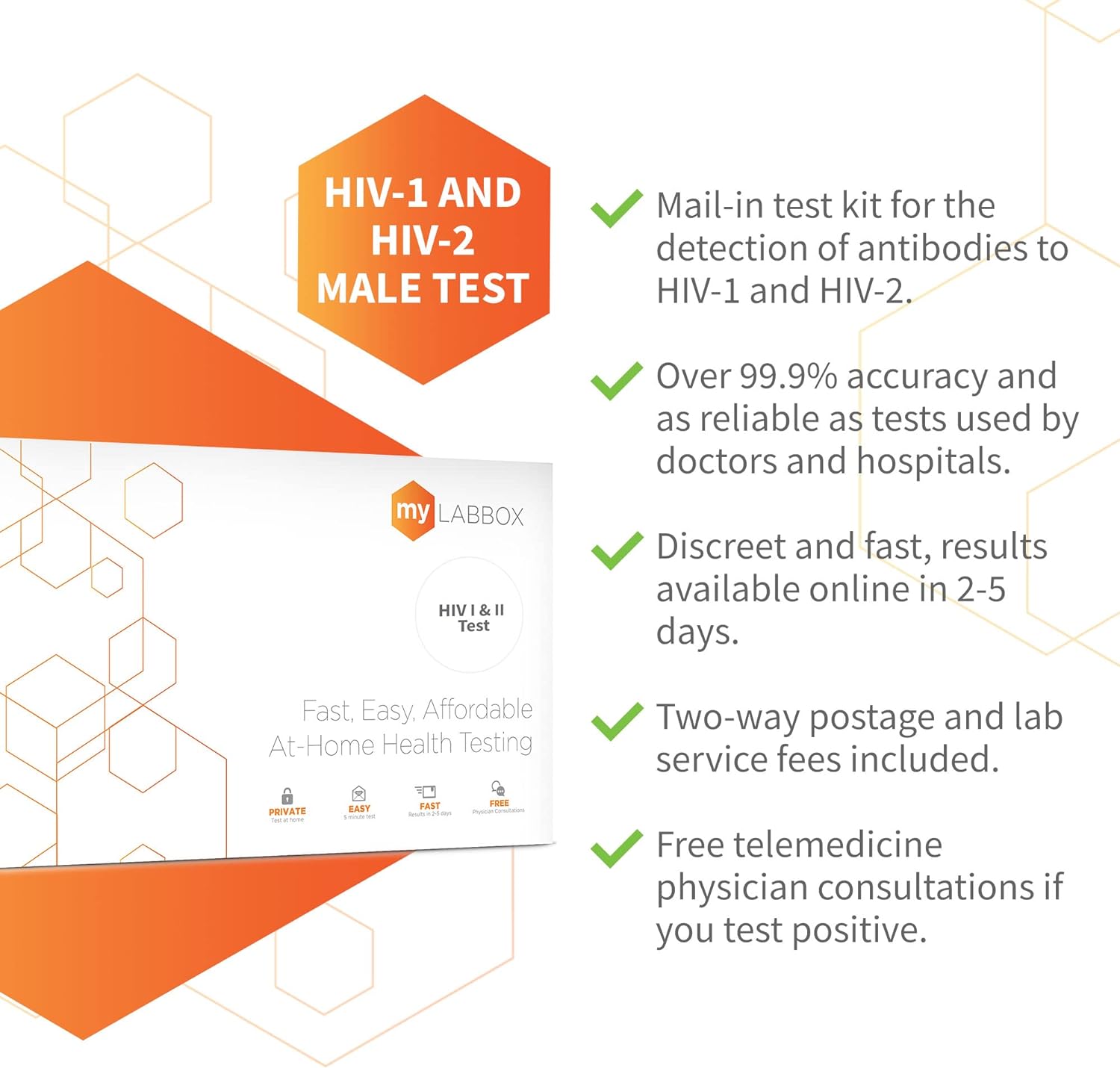 STD at Home Test for Men HIV-1 and HIV-2